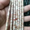 Macro shot of natural 3x6mm flat disc stone beads for DIY jewelry making - Imperial Jasper 21