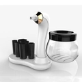 USB electric makeup brush cleaner and dryer kit with 8 silicone collars and charging stand - Gen 2 USB Rechargeable White