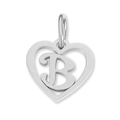 Elegant stainless steel heart pendant featuring a hollow letter B for DIY jewelry making - Letter-B / Silver