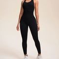Body da yoga senza cuciture a coste nere con design incrociato sulla schiena sexy - S / Nero