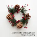 Rustic Christmas wreath with red berries and pinecones for 6cm candles, 20cm outer diameter - Pine Needle Pine Cone Wreath