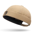 Berretto docker kaki in cotone con ricamo laterale e cinturino regolabile retrò - Regolabile / Beige