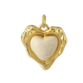 Ciondolo a cuore vintage placcato oro 18K con smalto bianco e bordi ondulati irregolari - 03 Cuore Texturizzato Bianco Crema