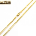 Golden flat snake chain necklace in titanium steel with detailed texture close-up - 1.5mm / 45cm / Gold