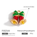 Waterproof alloy Christmas double bell pendant charm with red and green enamel coating - Red Green Bowknot Bell (PJ92544)