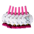 Pink elephant party blowouts set with metallic foil and cute cartoon paper accents - Blowouts 6PCS