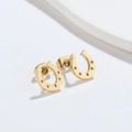 Lucky horseshoe stud earrings in gold-tone stainless steel with hollow U-shape design - Gold