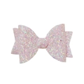 Sparkling pink glitter straw cup bow accessory with colorful sequins on white background - Pink