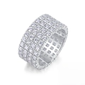 Luxury 925 silver wide band ring with four rows of moissanite and GRA certificate - Four-Row Round Drill Style (R13723) (With Certificate)