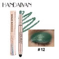 Dual-ended eyeshadow stick in #12 deep green with glitter finish and sponge brush - 12#