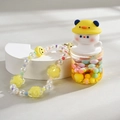 Creative bear keychain with colorful liquid sand bottle and beaded lanyard charm - Chain Style / Lemon Yellow