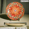 8.25-inch bohemian ceramic dinner plate with orange mandala pattern for home dining - 8.25 Inch Flat Plate / Orange