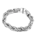Polished silver stainless steel rope chain bracelet with toggle clasp for men - 10mm (KB138808-KFC)