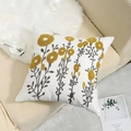 Pastoral style white cushion cover with yellow flower embroidery on a cozy beige sofa - 45*45cm (No Core) / Pastoral Style 13 (Yellow Grey)