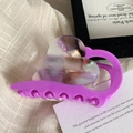 Elegante molletta per capelli a forma di cuore viola con finitura iridescente su tessuto - 9.5cm / Viola