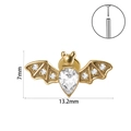Clou de labret doré en forme de chauve-souris avec zircons et dimensions détaillées - Chauve-Souris Goutte Dorée