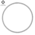 Silver moissanite cuban link chain necklace with iced out pave diamonds setting - 55cm Long 8mm Wide/No Cert
