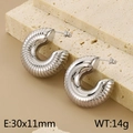 Pendientes de aro en forma de C plateados y retorcidos en acero inoxidable suave - Color Acero