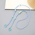 Light blue acrylic beaded phone chain with cute rabbit charm and metal clasps - K2270 Blue Rabbit Crossbody Chain