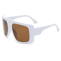 Oversized white square sunglasses with brown lenses in a trendy vintage style - Solid White Brown