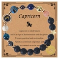 Handmade Capricorn beaded bracelet with lava stone and blue tiger eye on display card - Capricorn