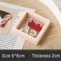 Pink 6x6cm PE film floating jewelry box for earrings with heart stud display - Pink - Small (6x6)