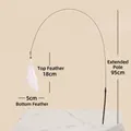 Baguette pour chat de 95cm en acier flexible avec plumes naturelles et clochette - Plume Blanche + Tige Portative