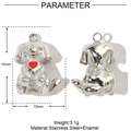 Detailweergave van zilveren puppy hanger met afmetingen en rvs materiaal specificaties - Zilver Puppy