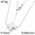 Polished silver stainless steel cross necklace with adjustable lobster clasp chain - Steel Necklace (KN290513-Z)