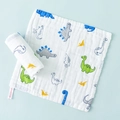 Soft 6-layer cotton baby gauze washcloth with colorful cartoon dinosaur prints - Dinosaur World