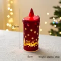 Christmas red LED candle with gold reindeer and snowflake patterns, size 21cm x 8cm - Candle / Red