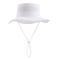 Detail of white mesh sun hat featuring breathable fabric and adjustable chin strap cord - S(50-52cm Head Circumference) / White