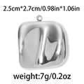 Pendentif carré en acier inoxydable 304 argenté, taille 2,5x2,7 cm, poids 7g - Carré Arrondi / Argent