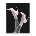 Leinwandbild mit rosa Pailletten-High-Heels und karierter Hose für die Badezimmerdeko - 30x40cm (Kern) / Rosa High Heels (LY187-3)