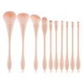 11-delige make-up borstelset in nude roze met ergonomische handvatten op witte basis - 10-Delige Slanke Taille Stijl / Huidskleur