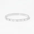 Silver stainless steel heart bangle with cubic zirconia crystals for women - Silver Heart Inlaid Zirconia Style (PD1250)