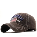 Cappello vintage in cotone marrone con ricamo AMERICA 1776 e bandiera degli Stati Uniti - Stile Ricamo AMERICA (02) / Caffè Vintage