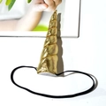 Cerchietto con corno di unicorno dorato con trama a spirale e cinturino elastico - Giallo
