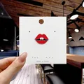 Cute red lips cartoon enamel pin with gold plating on white card for clothes - 95*Red Lips Pin