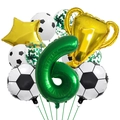 Soccer party balloon set with green gold trophy and number 6 for birthday decorations - Soccer Set Number 6