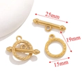Polished gold stainless steel OT toggle clasp for DIY jewelry with size measurements - Style F / Gold
