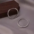 Minimalist silver hoop earrings with a polished mirror finish on soft satin texture - E-056---Platinum
