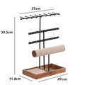 Multi-layer jewelry display stand with wood base and black metal frame for necklaces - 4-Tier Antenna Style Jewelry Stand