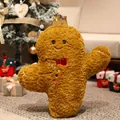 Plush gingerbread man decorative pillow with golden crown and red bow for Christmas - Gingerbread Man - Extra Large
