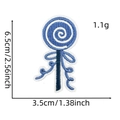 Lollipop embroidery patch in blue and white with size markings 6.5cm by 3.5cm - Blue Christmas Patch 25# (Lollipop)
