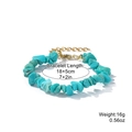 Pulsera bohemia de piedra turquesa natural con cadena de extensión dorada y cierre - Turquesa - Cierre de langosta
