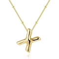 18K gold plated stainless steel balloon bubble necklace with initial X pendant - Letter X - Gold