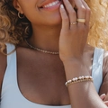 Elegante set di gioielli placcati in oro 18K con perle naturali d'acqua dolce e fibbia OT - Stile Catena di Perle Rosa Bianco Singola (KB0213)