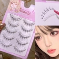 Set mit sieben Paaren natürlicher, weicher falscher Wimpern mit transparenten Bändern - MS09 (7er Set) / Schwarz