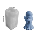 Silicone mold for angel-shaped candles with blue cherub finished product and dimensions - Little Angel - Boy / 8.6x5.8cm
